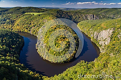 Meander of Vltava River - Teletin, Czech Republic Stock Photo