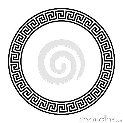 Meander circle frame, decorative border with seamless Greek key pattern Vector Illustration