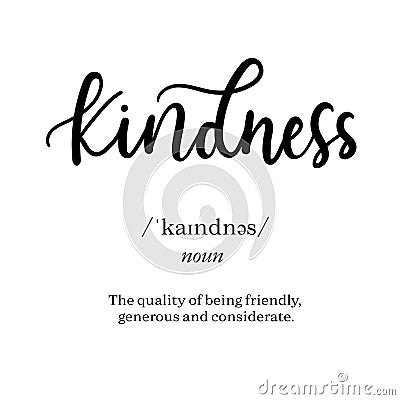 Meaning of word kindness on inspirational poster Vector Illustration