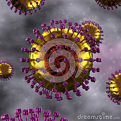 Measles Cell - Microbiology detailed view Stock Photo