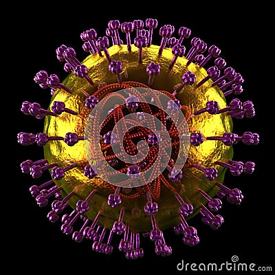 Measles Cell - Microbiology detailed view - isolated on black Stock Photo