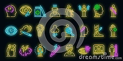 Measles icons set vector neon Vector Illustration