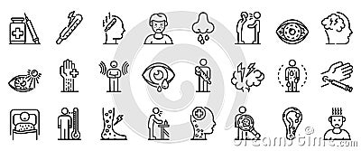 Measles icons set, outline style Vector Illustration