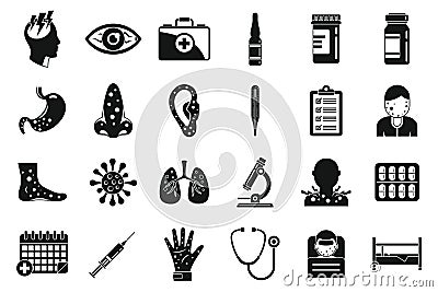 Measles ill icons set, simple style Vector Illustration