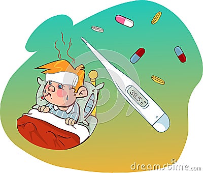 Measles kids Vector Illustration