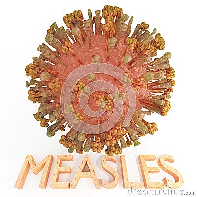 Measles Virus With Text Cartoon Illustration