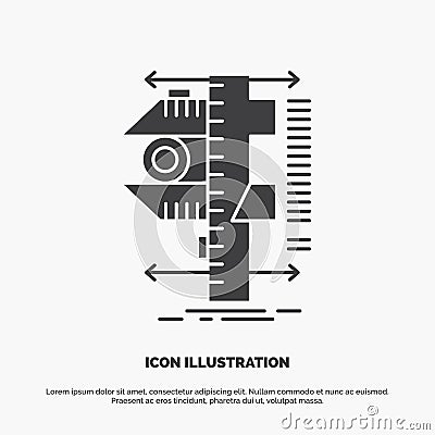 measure, caliper, calipers, physics, measurement Icon. glyph vector gray symbol for UI and UX, website or mobile application Vector Illustration