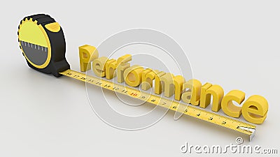 Measure performance concept with tape and 3D text Cartoon Illustration