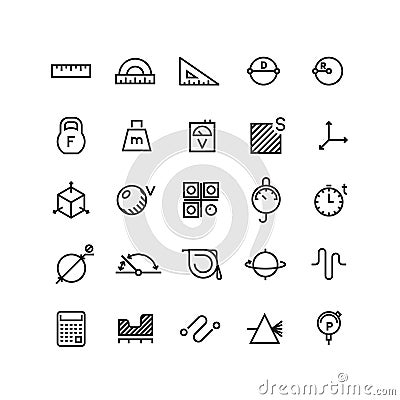 Measure, precision measurement vector thin line icons Vector Illustration