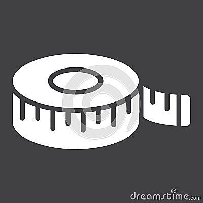 Measure tape glyph icon, centimeter and size, Vector Illustration