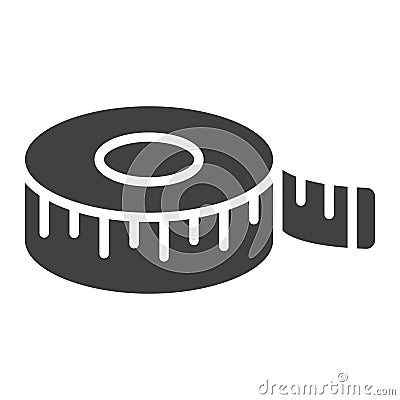 Measure tape glyph icon, centimeter and size, Vector Illustration