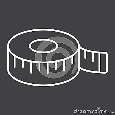 Measure tape line icon, centimeter and size, Vector Illustration