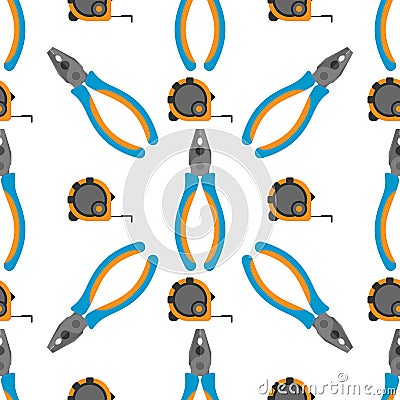 Measure tape seamless pattern for labor day centimeter background construction house tools vector illustration. Vector Illustration