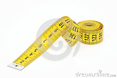 Measured tape of yellow color Stock Photo