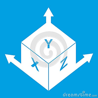 Measurement cube square icon white Vector Illustration