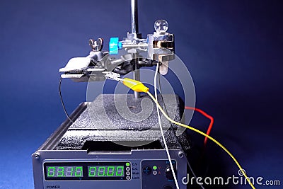 Measurement of electrical conductivity of germanium Stock Photo