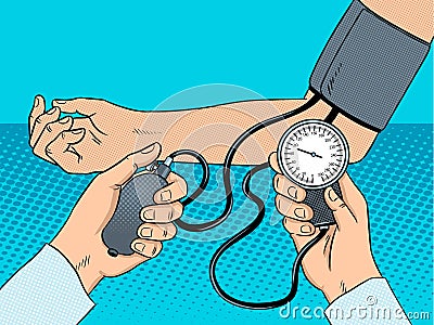 Measurement of human pressure pop art vector Vector Illustration