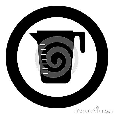 Measuring capacity cup icon black color in circle round Vector Illustration