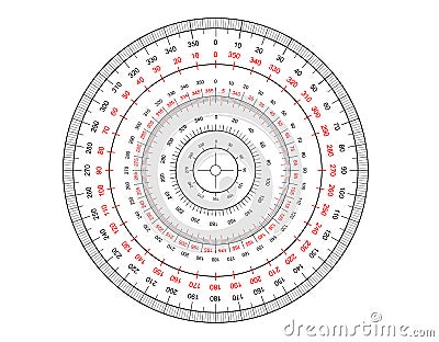 Measuring circle scale. Level indicator, measurement acceleration, circular meter, round meter Vector Illustration