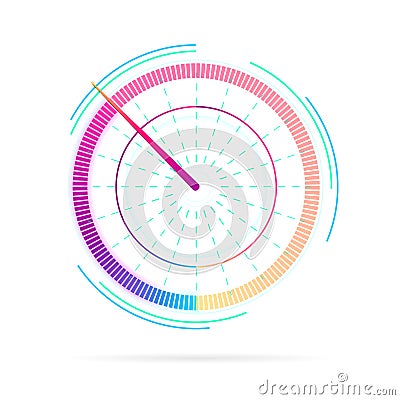 Measuring device icon, tachometer sign, speedometer, fuel indicator. Credit score or key performance. Speedometer for dashboard. Vector Illustration