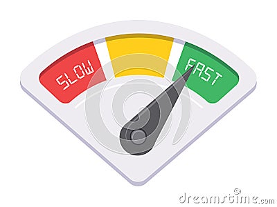 Measuring gauge with slow, middle, fast section Vector Illustration