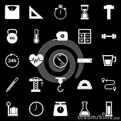 Measuring icons on black background Vector Illustration