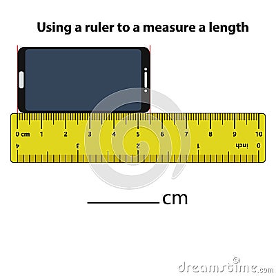 Measuring Length In Centimeters Mobile Phone And Calculator With The