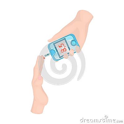 Measuring the level of sugar in the blood of a person with a Glucometer.Medicine single icon in cartoon style vector Vector Illustration