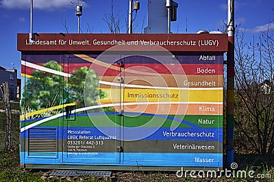 Measuring station for checking environmental data from the environmental authority in Brandenburg LUGV Editorial Stock Photo