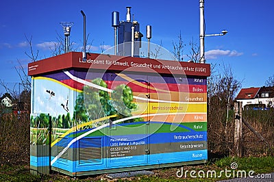 Measuring station for checking environmental data from the environmental authority in Brandenburg Editorial Stock Photo