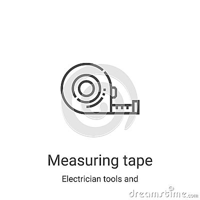 measuring tape icon vector from electrician tools and elements collection. Thin line measuring tape outline icon vector Vector Illustration