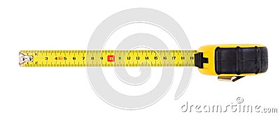 Measuring tape isolated on white background, top view Stock Photo