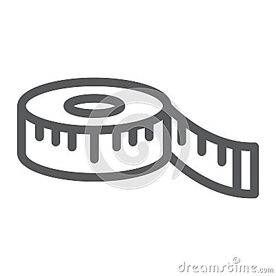 Measuring tape line icon, measurement and meter, ruler sign, vector graphics, a linear pattern on a white background. Vector Illustration