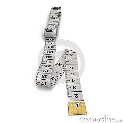 Measuring tape of the tailor on white. 3D illustration Cartoon Illustration