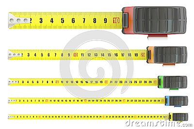 Measuring tapes, 3D rendering Stock Photo