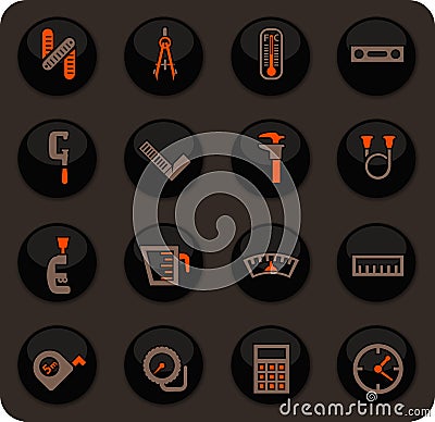 Measuring tools icons set Vector Illustration