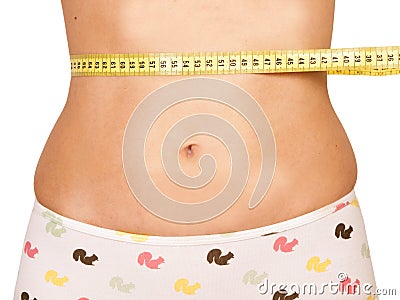 Measuring woman`s waist Stock Photo