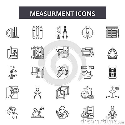Measurment line icons, signs, vector set, outline illustration concept Vector Illustration