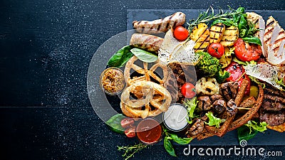 Meat assorted and cold appetizers. Ukrainian style. Stock Photo