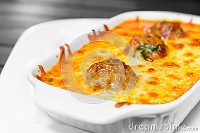 Meat ball lasagna pasta Stock Photo