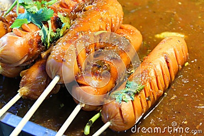 Meat ball street food in Thailand. Stock Photo