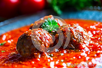 Meat balls. Italian and Mediterranean cuisine. Meat balls with s Stock Photo