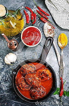 Meat balls with sauce Stock Photo