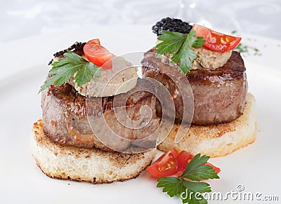 Meat beef with fua-gra Stock Photo