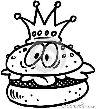 Meat burger king Cartoon Vector Clipart Vector Illustration