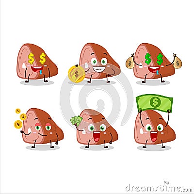 Meat cartoon character with cute emoticon bring money Vector Illustration