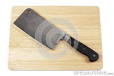 Meat cleaver on Cutting Board Stock Photo