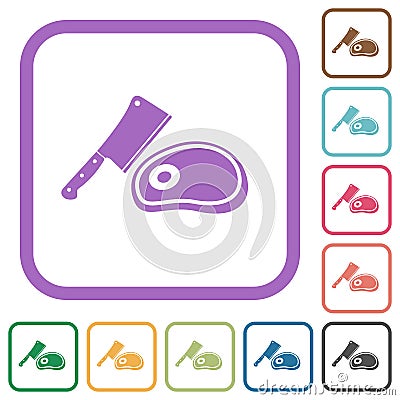 Meat cleaver knife and steak simple icons Vector Illustration
