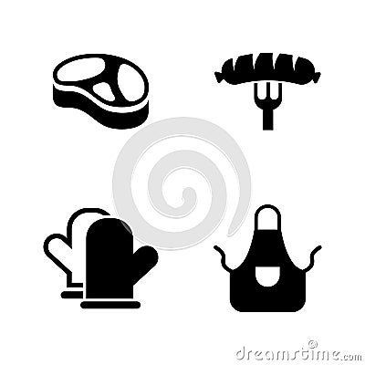 Meat cooking. Simple Related Vector Icons Vector Illustration