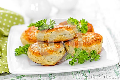 Meat cutlets on a plate Stock Photo